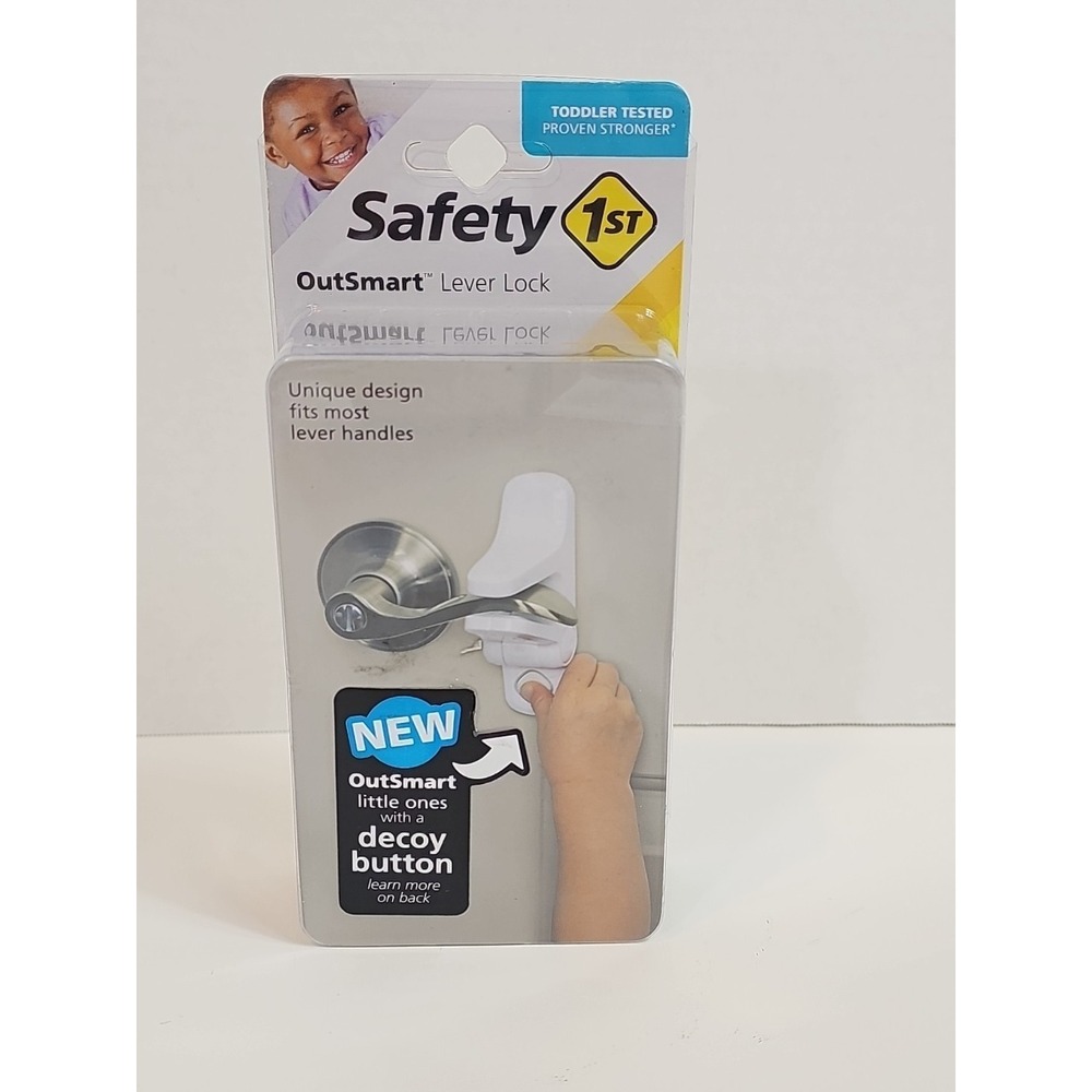 Safety 1st Brand OutSmart Child Proof White Door Lever Lock W/Decoy Button